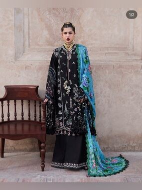 Hussain Rehar Embroidered lawn dress India Pakistani